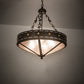 Meyda Lighting Craftsman 24" 4-Light Timeless Bronze Target Inverted Pendant Light With Silver Mica Shade Glass