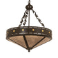 Meyda Lighting Craftsman 24" 4-Light Timeless Bronze Target Inverted Pendant Light With Silver Mica Shade Glass