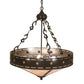 Meyda Lighting Craftsman 24" 4-Light Timeless Bronze Target Inverted Pendant Light With Silver Mica Shade Glass