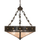 Meyda Lighting Craftsman 24" 4-Light Timeless Bronze Target Inverted Pendant Light With Silver Mica Shade Glass