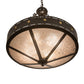 Meyda Lighting Craftsman 24" 4-Light Timeless Bronze Target Inverted Pendant Light With Silver Mica Shade Glass