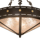 Meyda Lighting Craftsman 24" 4-Light Timeless Bronze Target Inverted Pendant Light With Silver Mica Shade Glass