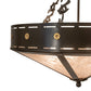 Meyda Lighting Craftsman 24" 4-Light Timeless Bronze Target Inverted Pendant Light With Silver Mica Shade Glass