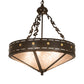 Meyda Lighting Craftsman 24" 4-Light Timeless Bronze Target Inverted Pendant Light With Silver Mica Shade Glass