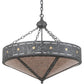 Meyda Lighting Craftsman 30" 6-Light Smoke Target Inverted Pendant Light With Silver Mica Shade Glass
