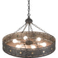 Meyda Lighting Craftsman 30" 6-Light Smoke Target Inverted Pendant Light With Silver Mica Shade Glass