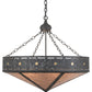 Meyda Lighting Craftsman 30" 6-Light Smoke Target Inverted Pendant Light With Silver Mica Shade Glass