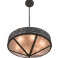 Meyda Lighting Craftsman 30" 6-Light Smoke Target Inverted Pendant Light With Silver Mica Shade Glass
