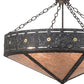 Meyda Lighting Craftsman 30" 6-Light Smoke Target Inverted Pendant Light With Silver Mica Shade Glass