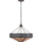 Meyda Lighting Craftsman 30" 6-Light Smoke Target Inverted Pendant Light With Silver Mica Shade Glass