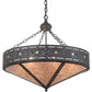 Meyda Lighting Craftsman 30" 6-Light Smoke Target Inverted Pendant Light With Silver Mica Shade Glass
