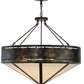 Meyda Lighting Craftsman 36" 6-Light Antique Black Prime Inverted Pendant Light With White Botticino Idalight Shade