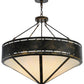 Meyda Lighting Craftsman 36" 6-Light Antique Black Prime Inverted Pendant Light With White Botticino Idalight Shade