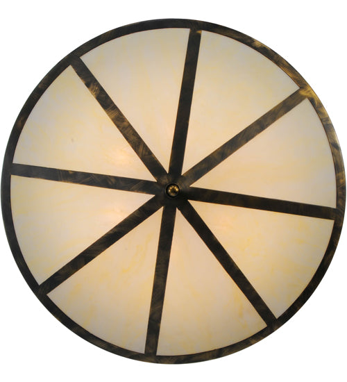 Meyda Lighting Craftsman 36" 6-Light Antique Black Prime Inverted Pendant Light With White Botticino Idalight Shade