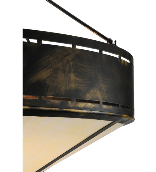 Meyda Lighting Craftsman 36" 6-Light Antique Black Prime Inverted Pendant Light With White Botticino Idalight Shade