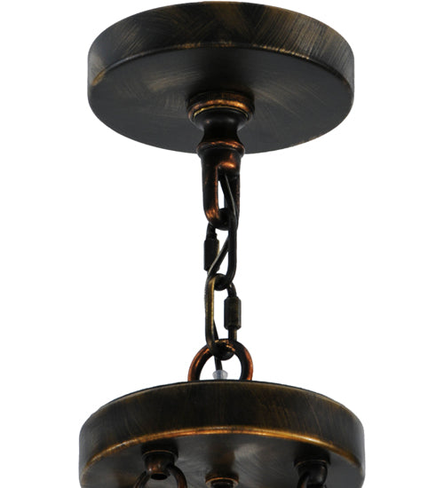 Meyda Lighting Craftsman 36" 6-Light Antique Black Prime Inverted Pendant Light With White Botticino Idalight Shade