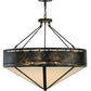 Meyda Lighting Craftsman 36" 6-Light Antique Black Prime Inverted Pendant Light With White Botticino Idalight Shade
