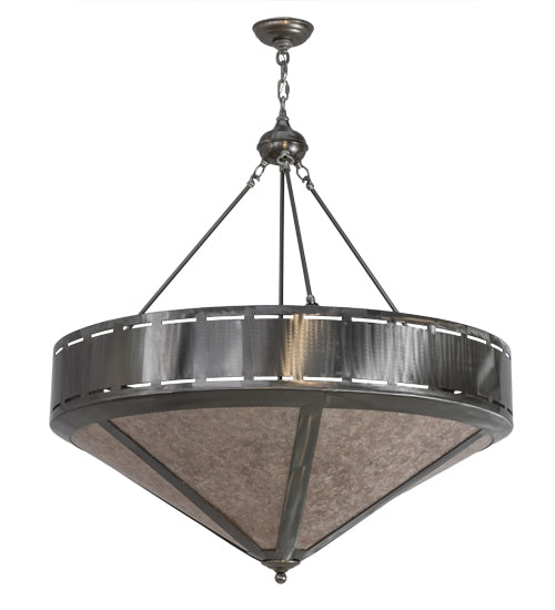 Meyda Lighting Craftsman 36" 6-Light Steel Prime Inverted Pendant Light With Silver Mica Shade Glass