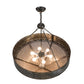 Meyda Lighting Craftsman 36" 6-Light Steel Prime Inverted Pendant Light With Silver Mica Shade Glass