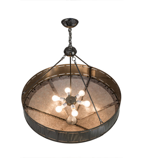 Meyda Lighting Craftsman 36" 6-Light Steel Prime Inverted Pendant Light With Silver Mica Shade Glass