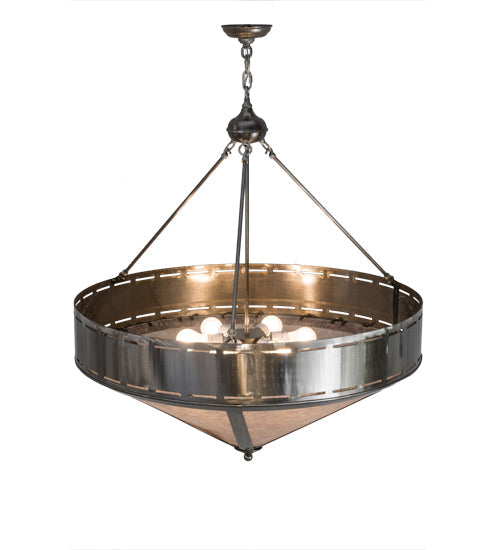 Meyda Lighting Craftsman 36" 6-Light Steel Prime Inverted Pendant Light With Silver Mica Shade Glass