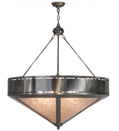 Meyda Lighting Craftsman 36" 6-Light Steel Prime Inverted Pendant Light With Silver Mica Shade Glass