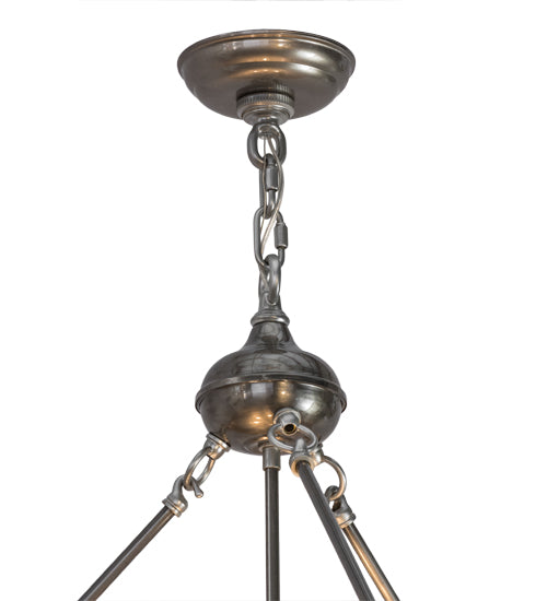 Meyda Lighting Craftsman 36" 6-Light Steel Prime Inverted Pendant Light With Silver Mica Shade Glass