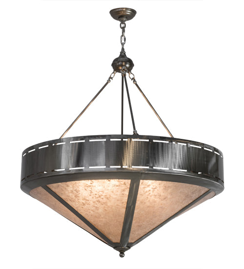 Meyda Lighting Craftsman 36" 6-Light Steel Prime Inverted Pendant Light With Silver Mica Shade Glass