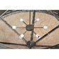 Meyda Lighting Craftsman 42" 6-Light Mahogany Bronze Prime Inverted Pendant Light With Silver Mica Shade Glass
