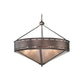 Meyda Lighting Craftsman 42" 6-Light Mahogany Bronze Prime Inverted Pendant Light With Silver Mica Shade Glass