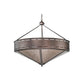 Meyda Lighting Craftsman 42" 6-Light Mahogany Bronze Prime Inverted Pendant Light With Silver Mica Shade Glass