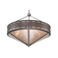 Meyda Lighting Craftsman 42" 6-Light Mahogany Bronze Prime Inverted Pendant Light With Silver Mica Shade Glass