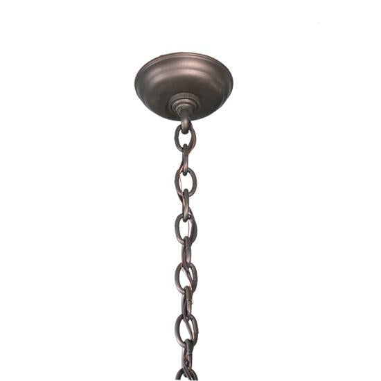 Meyda Lighting Craftsman 42" 6-Light Mahogany Bronze Prime Inverted Pendant Light With Silver Mica Shade Glass