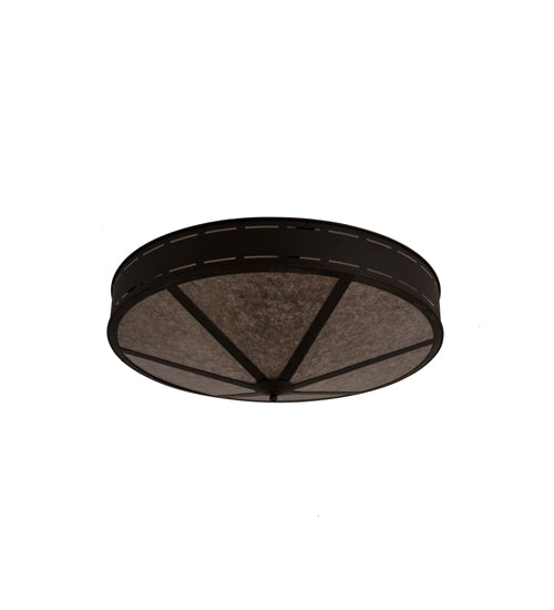 Meyda Lighting Craftsman 42" 6-Light Oil Rubbed Bronze Prime Flush Mount Light With Silver Shade Glass