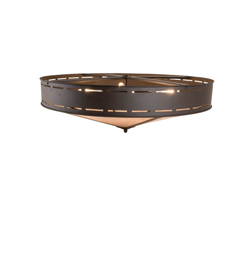 Meyda Lighting Craftsman 42" 6-Light Oil Rubbed Bronze Prime Flush Mount Light With Silver Shade Glass