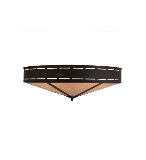 Meyda Lighting Craftsman 42" 6-Light Oil Rubbed Bronze Prime Flush Mount Light With Silver Shade Glass