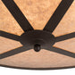 Meyda Lighting Craftsman 42" 6-Light Oil Rubbed Bronze Prime Flush Mount Light With Silver Shade Glass