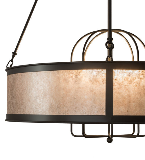Meyda Lighting Craftsman 42" 8-Light Timeless Bronze Jaula Chandelier With Silver Mica Shade Glass