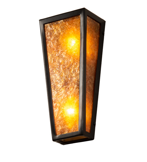 Meyda Lighting Craftsman 5" 2-Light Timeless Bronze Prime Wall Sconce With Amber Mica Shade Glass