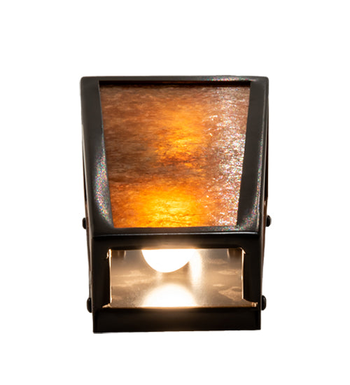 Meyda Lighting Craftsman 5" 2-Light Timeless Bronze Prime Wall Sconce With Amber Mica Shade Glass