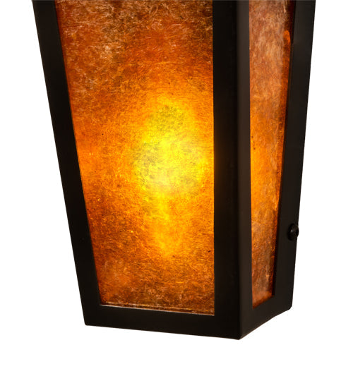 Meyda Lighting Craftsman 5" 2-Light Timeless Bronze Prime Wall Sconce With Amber Mica Shade Glass