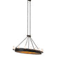 Meyda Lighting Craftsman Avalon 68" 20-Light Textured Black Island Chandelier With Frosted Seeded & Amber Mica Shade Glass
