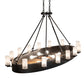 Meyda Lighting Craftsman Avalon 68" 20-Light Textured Black Island Chandelier With Frosted Seeded & Amber Mica Shade Glass