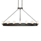 Meyda Lighting Craftsman Avalon 68" 20-Light Textured Black Island Chandelier With Frosted Seeded & Amber Mica Shade Glass