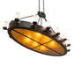 Meyda Lighting Craftsman Avalon 68" 20-Light Textured Black Island Chandelier With Frosted Seeded & Amber Mica Shade Glass
