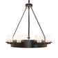 Meyda Lighting Craftsman Avalon 68" 20-Light Textured Black Island Chandelier With Frosted Seeded & Amber Mica Shade Glass