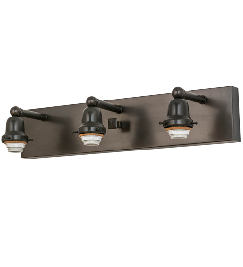 Meyda Lighting Craftsman Brown on Brass 24" 3-Light Craftsman Brown Vanity Light Hadware