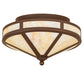 Meyda Lighting Craftsman Prime 16" 2-Light Cafe Noir Flush Mount Light With Beige Art Shade Glass