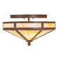Meyda Lighting Craftsman Prime 16" 2-Light Cafe Noir Flush Mount Light With Beige Art Shade Glass