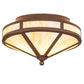 Meyda Lighting Craftsman Prime 16" 2-Light Cafe Noir Flush Mount Light With Beige Art Shade Glass